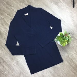 J Crew Navy Sweater Pullover Deep V Cashmere